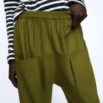 ZARA NWT Baggy Low Waisted Pants W Pockets Green Photo 3