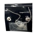 CZ By Kenneth Jay Lane Necklace Earring Set Silver Tone‎ Crystal Minimalist New Photo 2