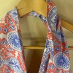 Maeve  Anthropologie Halter Top Dress Coral Blue Floral Size‎ Large Photo 4