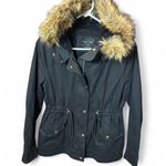 Love Tree Hooded Jacket w/ Faux Fur Trim | Black | Medium Photo 2