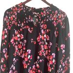 Alexander Jordan Women Top XL Floral Rayon Cottagecore Fairy Dark Romantic Boho Black Photo 4