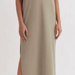 Cuyana  Drape Back Slit Sage Green Pima Cotton Sustainable T-shirt Dress Sz S/M Photo 0