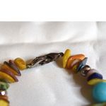Source Unknown VTG Multi Color Stacked Shells Blue Beads 5.5" Casual Beach Vacation Bracelet Photo 2