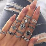 Boutique 15 Piece Silver Boho Ring Set Photo 0