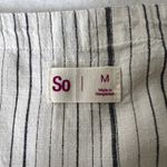 SO  White Striped Button Down Dress Photo 5