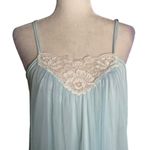 Vintage 70s Nylon Nightgown M Blue Pullover Lined Spaghetti Straps Low Back Size M Photo 1