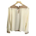 Love 21 Blouse S Tuxedo Front Tan Brown Sheer Casual Career Long Sleeved Photo 3