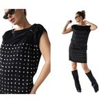 See By Chloe Jersey Black Dress Studded Abstract Design Cap Sleeves Shift 6 /42 Photo 1
