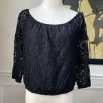 Cupcakes and Cashmere Cropped Lace Blouson Top Black S NWOT Photo 0