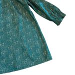 FRNCH Gally Dress Green Metallic Long Sleeve Loose Fit Button Neck Size Medium Photo 9