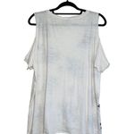 Lucky Brand 100% Cotton White Blue Embroidered Flower Cold Shoulder Top Photo 5