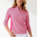 Tommy Bahama  Islandzone Aubrey Pink‎ Stripe Pullover Half Zip Women's M EUC Photo 0