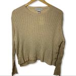 Cotton Emporium  tan side‎ button crew neck sweater Photo 2