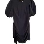 RHODE Pia Crepe de Chine Dress Puff Sleeve Mini Dress in Black Size 8 NEW Photo 0