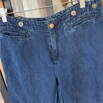 Ralph Lauren Vintage 90s  jeans denim pants wide leg buttons brass embroidered Photo 2