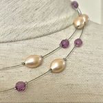 Lia Sophia  faux Pearl and purple bead multi strand necklace Photo 2