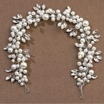 Boutique Headband Wedding Pearl Bridal Headdress Pearl Headpiece Rhinestone Leaf Photo 0