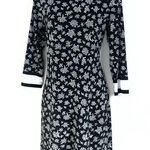 Michael Kors Floral 3/4 Sleeve Pullover Crew Neck Mini Dress Black White Small Photo 0