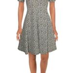 Hutch Anthropologie  Textured Fit &  Flare Dress White Black Print Large Photo 12