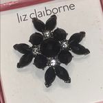Liz Claiborne Black and Silver Tone Floral Brooch Photo 1