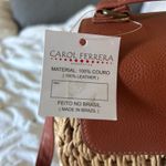 Woven purse with brown leather and gold accents Photo 8