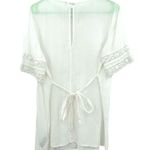 Old Navy  size medium maternity short sleeve white blouse top shirt pin tuck lace Photo 1