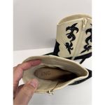 INC Cowboy‎ Boots Size 9.5 Black Cream Embellished Western High Heel Booties Photo 7