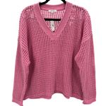 Madewell NWT Pink Crochet V Neck Long Sleeve Sweater Open Knit Top XXL Photo 1