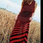 ZARA   Studio Red Black Linen Maxi Long Knit Crochet Dress Sz M Photo 3