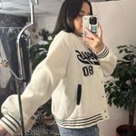 Edikted Cowboys Snap Front Varsity Jacket White Size Large Photo 3