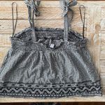 Old Navy  Black & White Gingham Plaid Tie Shoulder Embroidered Hem Tank Top~Large Photo 3