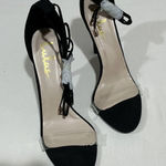 Womans Lulus Black Size 11 Open Toe Tie Ankle Strap High Heel Dress Shoe NWOT Photo 0