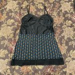 Vintage Kayser Nylon Lace Camisole size 36 Black Flower Geo Print 80s Size M Photo 3