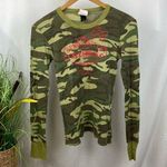 Glitter Gear Green Camouflage Print Arkansas Razorbacks Football Long Sleeve Tee Size M Photo 0