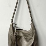 Brighton Barbados Zinc Pearl Pebbled Ziptop Leather Shoulder Hobo Bag Photo 0