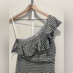 H by Halston Halston Grey Stripe Ruffle‎ Dress Size 6 Photo 2