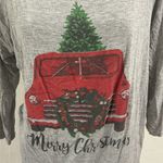 PaperMoon Gray Flowy Red Truck Christmas Tree Graphic 3/4 Sleeve Tee Photo 2
