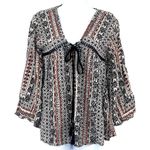 Angie  Y2K Boho Top Sz S Geometric Babydoll Festival Tassel Peasant Fairy Grunge Photo 1