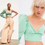 ZARA Limited Edition Puff Sleeve One Shoulder Crop Top Size Small Photo 1