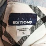 basic editions  Vintage Plaid Flannel Boyfriend Shirt B&W
Size XL Photo 2