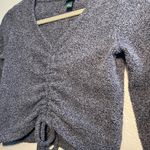 Wild Fable Gray V-Neck Crop Top Long Sleeve Sweater Y2K SZ S Cozy Winter Casual Photo 4