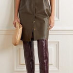 REMAIN by Birger Christensen Puglia Leather Shirt Dress Tarmac Size 12 Brown Photo 0