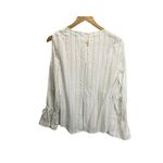 FATE. by LED White Black Striped Cold Shoulder Boho Blouse S Long Sleeved Photo 5