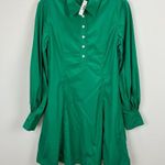 Madewell Seamed Long Sleeve Mini Shirtdress Poplin Cotton Verdant Green US 2 NWT Photo 5