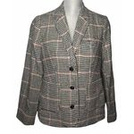 L.L.Bean Womens  Bellandi Black Houndstooth Print Lined Italian Wool Blazer PS Photo 0