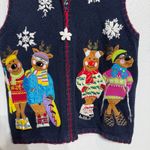 White Stag  Navy Reindeer Vintage Sweater Vest Sz M Photo 4