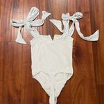 Free People White Bow Strap Bodysuit Photo 3
