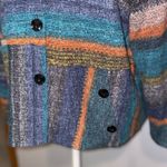 Trisha Tyler Knit Jacket Blue Orange Multi Striped Button Front‎ blazer Funky Size L Photo 4