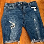 American Eagle Outfitters Blue Distressed Jean Shorts Photo 0