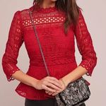 Moulinette Soeurs  by Anthropologie lace peplum top women's size 14 lined 3/4 slv Photo 1